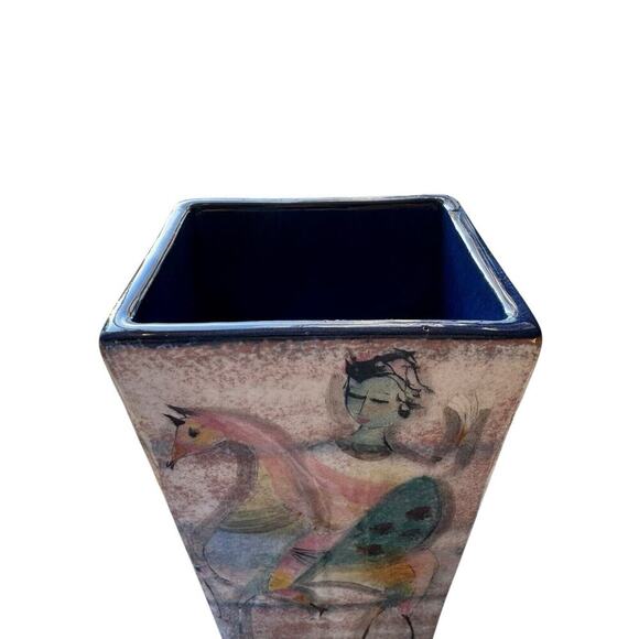 Mid-Century Rare Rectangular Vase‎ Women & Their Horses Polia Pillin c.1950-60s - Picture 6 of 12